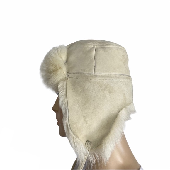 J. Crew Toscana Shearling Leather Trapper Hat Small / Medium - Picture 6 of 12